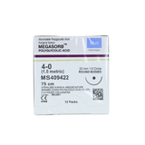  CHỈ TAN TỔNG HỢP ĐA SỢI MERIL MEGASORB (POLYGLYCOLIC ACID)SỐ 4/0,DÀI 75CM,KIM TRÒN 1/2C, DÀI 22MM, MS409422 (HỘP 12 TÉP) 