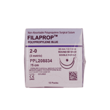  CHỈ KHÔNG TAN TỔNG HỢP ĐƠN SỢI MERIL FILAPROP (POLYPROPYLENE) SỐ 2/0, DÀI 75CM, HAI KIM TRÒN 1/2C, DÀI 26MM, PPL208834 (HỘP 12 TÉP) 