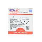  CHỈ TAN TỔNG HỢP ĐA SỢI MERIL MITSU AB (POLYGLACTIN 910 CÓ TRICLOSAN) SỐ 0, DÀI 90CM, KIM TRÒN 1/2C, DÀI 40MM, PGT012346 (HỘP 12 TÉP) 