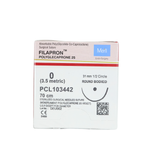  CHỈ TAN TỔNG HỢP ĐƠN SỢI MERIL FILAPRON (POLIGLECAPRONE 25) SỐ 0, DÀI 70CM, KIM TRÒN1/2C, DÀI 31MM, THÂN KIM TO, PCL103442 (HỘP 12 TÉP) 