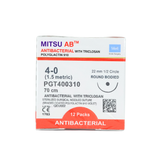  CHỈ TAN TỔNG HỢP ĐA SỢI MERIL MITSU AB (POLYGLACTIN 910 CÓ CHẤT TRICLOSAN) SỐ 4/0, DÀI 70CM, KIM TRÒN 1/2C, DÀI 22MM, PGT400310 (HỘP 12 TÉP) 
