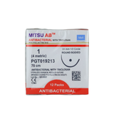 CHỈ TAN TỔNG HỢP ĐA SỢI MITSU AB (POLYGLACTIN 910 CÓ CHẤT KHÁNG KHUẨN TRICLOSAN) SỐ 1, DÀI 70CM, KIM TRÒN 1/2C,DÀI 31MM, PGT019213 (HỘP 12 TÉP) 