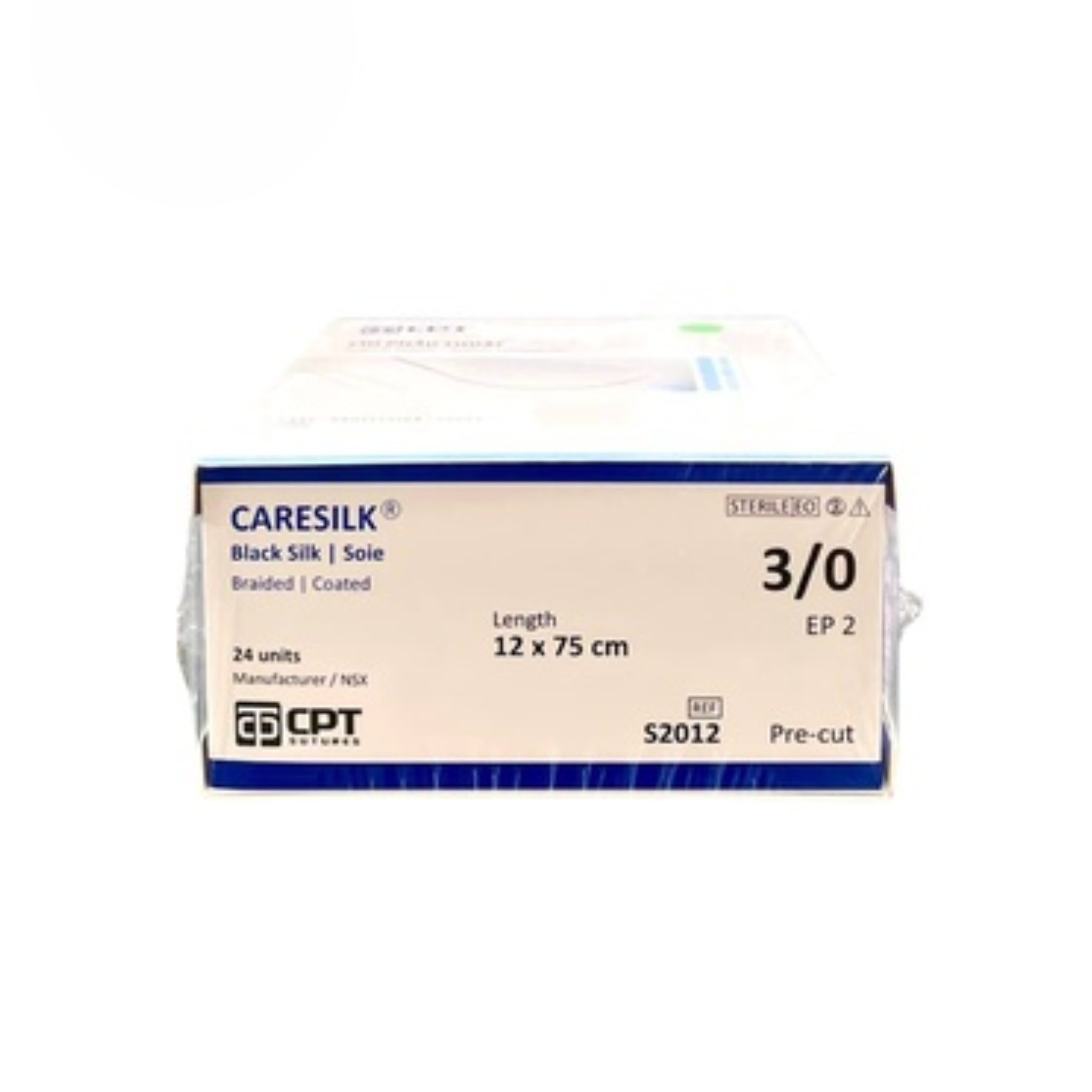  CHỈ PHẪU THUẬT KHÔNG TIÊU CPT CARESILK SILK số 3/0 - S2012 (hộp 24 tép) (KHÔNG KIM) 