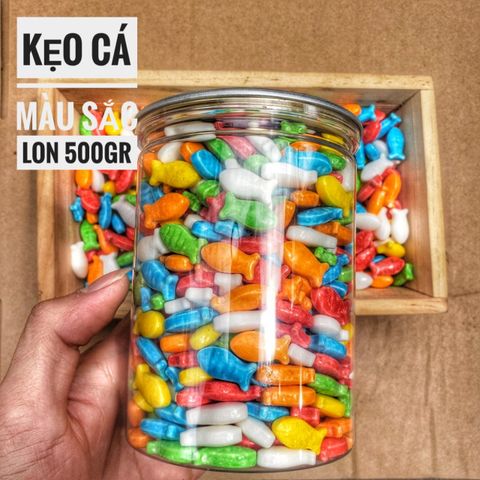  Kẹo Cá Màu Sắc Lon 500Gram - Kẹo Cứng - Kẹo Ngậm 