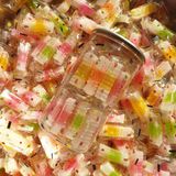  Mứt Rau Câu Sữa (Mứt rau câu 2 màu - Mứt rau câu giòn) -  Lon 400gr 