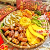  Hộp Kim Cương Mix 6 Loại Trái Cây Sấy Dẻo (Thơm/ Đu Đủ/ Vỏ Bưởi Thái Lan/ Vỏ Bưởi Đường Phèn/ Chà Là/ Xoài) - Hộp Quà 