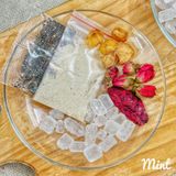  Trà Vải Hoa Hồng (Cốt Vải Hòa Tan, Thanh Long, Long Nhãn, Hoa Hồng, Hạt Chia, Đường Phèn)  - Hộp 5 Set & 1 Set 