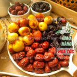  Táo Tàu Đen Mix Táo Đỏ Tân Cương Sấy Dẻo 100% Không Đường - Lon 450gram 