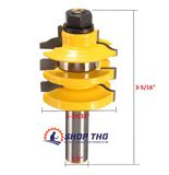  Mũi phay 3 răng ghép khuôn cửa, cánh tủ, 2 trong 1 colet 12.7mm 