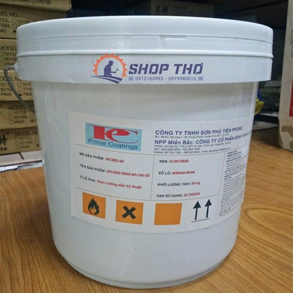  Sơn bóng trong gốc nước độ bóng 60% (WT.003.60.2) bao bì 4kg 