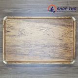  Khay gỗ gụ góc đồng thau (410x270x30) 