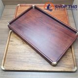  Khay gỗ gụ góc đồng thau (410x270x30) 