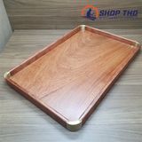  Khay gỗ hương góc đồng thau (410x270x30) 