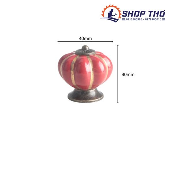  Núm kéo gốm sứ bí ngô màu đỏ 
