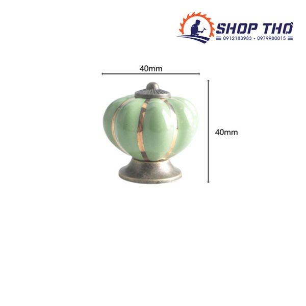  Núm kéo gốm sứ bí ngô màu xanh dương 