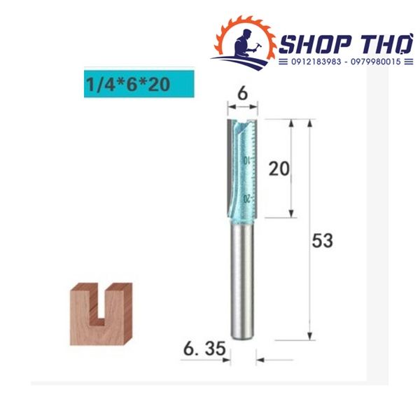  Mũi phay Arrden 0114 1/4x6x20 màu xanh 