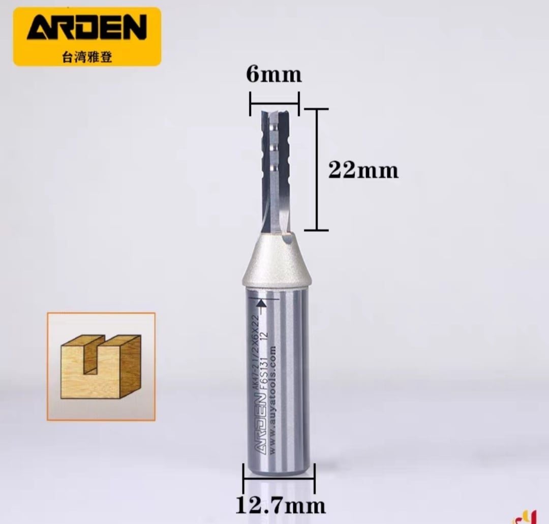  Mũi phay Arden 3 me thẳng TCT AK47-2 : 1/2x6x22H*3T 