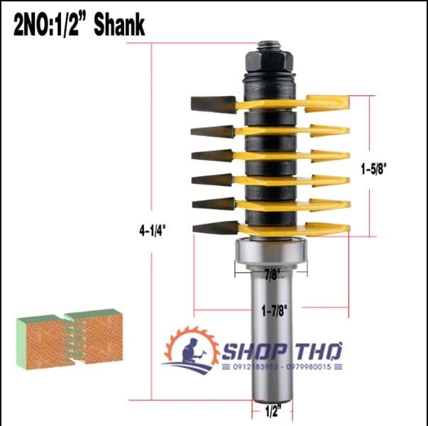  Mũi phay ghép ván kiểu răng lược Colet 12.7mm 