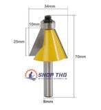 Mũi phay góc 22.5 độ, ghép hộp 8 cạnh, Colet 8.0mm 