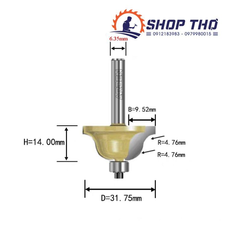  Mũi phay đánh chỉ Arden 0806 : 1/4x3/4 