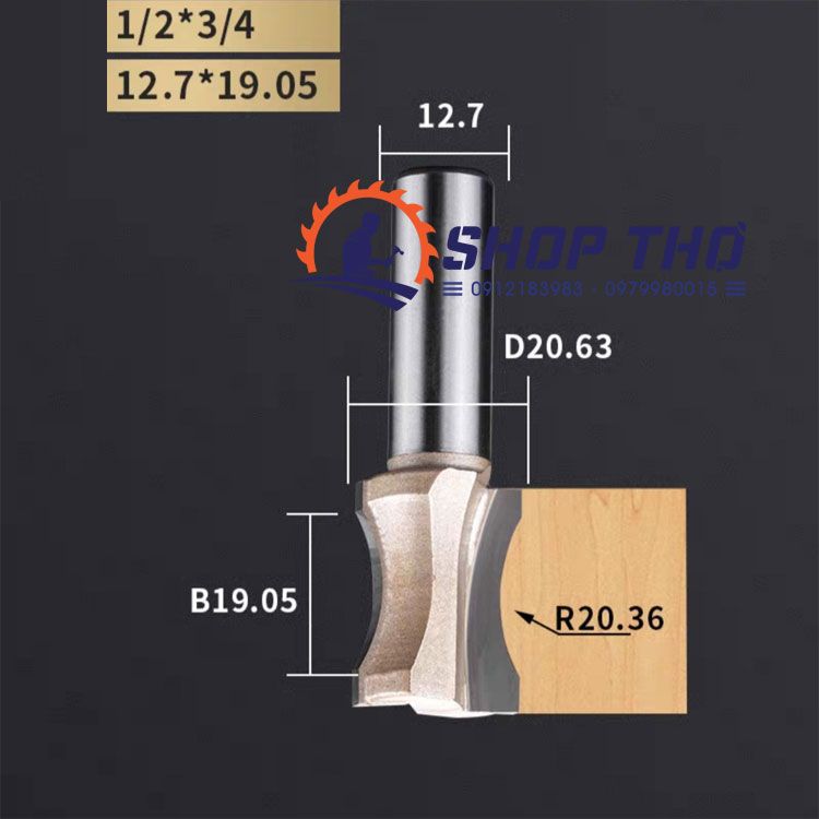  Mũi phay bo mép đối xứng Tideway LC0605 1/2*3/4 