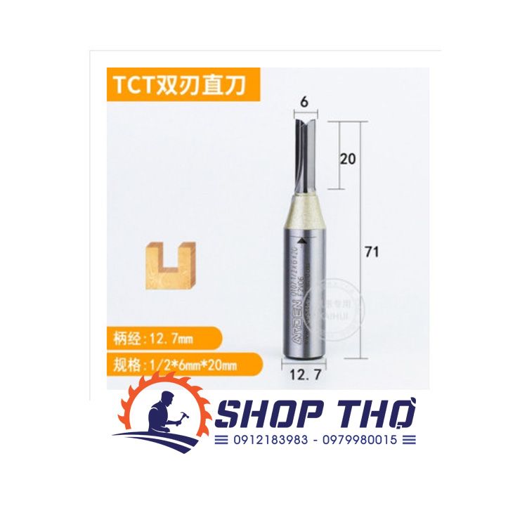  Mũi phay đánh rãnh Arden 0107 TCT 1/2x6x20 