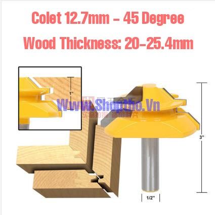  Mũi phay ghép mộng vuông góc: Colet 12.7mm (20-25.4mm) 
