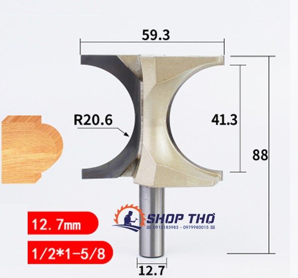  Mũi phay đánh cung tròn Tideway 1/2*1-5/8 