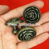  Núm kéo giả cổ hoa hồng - màu đồng sẫm 