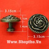  Núm kéo giả cổ hoa hồng - màu đồng sẫm 