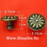  Núm kéo giả cổ hoa mai - màu đồng sẫm 