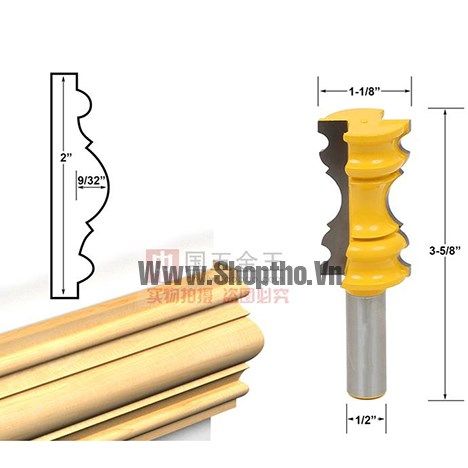  Mũi phay đánh chỉ khung tranh kiểu đối xứng - Colet 12.7mm 