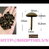  Đinh mũ màu đồng giả cổ 12*17mm 