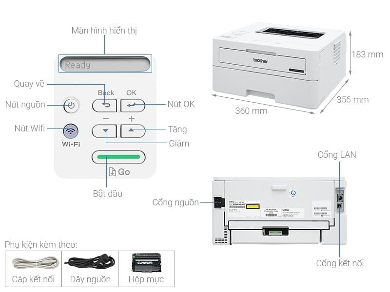 Máy in laser trắng đen Brother HL-B2100D