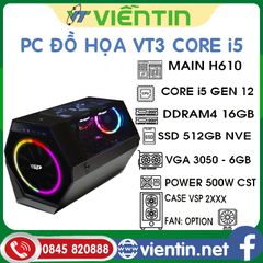 Máy tính để bàn PC Đồ Họa VT3 (Main H610, CPU Core i5 12400F, DDR4 16GB, SSD512GNVE, VGA 3050-6GB, CASE+PSU 500W)