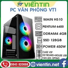 Máy tính để bàn PC Văn Phòng VT1 (Main H510, CPU G6400, DDR4 4GB, SSD128GB, PSU 450W, CASE, KEY+MOUSE)
