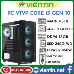 Máy tính để bàn PC Văn Phòng VT5 (Main H510, CPU Core i5 10400, DDR4 16GB, SSD240GB, PSU 550W, CASE, KEY+MOUSE)
