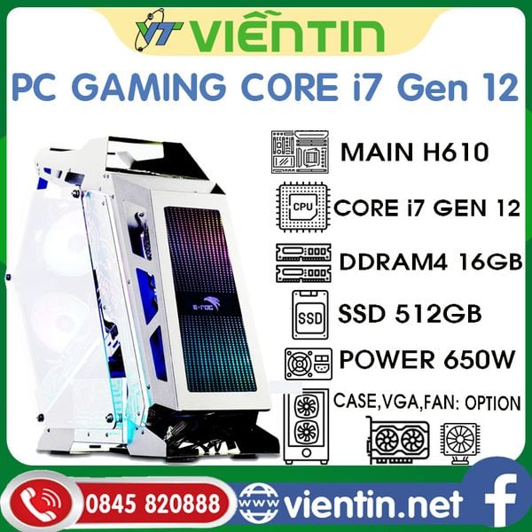 Máy tính để bàn PC Gaming VT7610 (Main H610, CPU Core i7 GEN 12, DDR4 16GB, SSD512GB, PSU 650W)