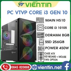 Máy tính để bàn PC Văn Phòng VT3 (Main H510, CPU Core i3 10105, DDR4 8GB, SSD256GB, PSU 450W, CASE, KEY+MOUSE)