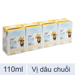  Lốc 4 hộp sữa chua hương dâu chuối và lúa mạch TH True Yogurt 110ml 