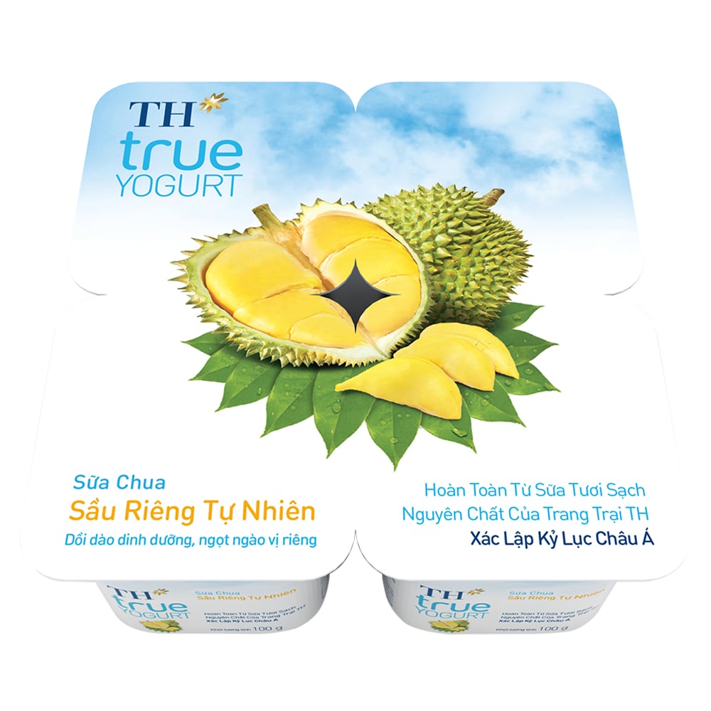 Sữa chua sầu riêng TH true Yogurt 100g (vỉ 4 hộp)