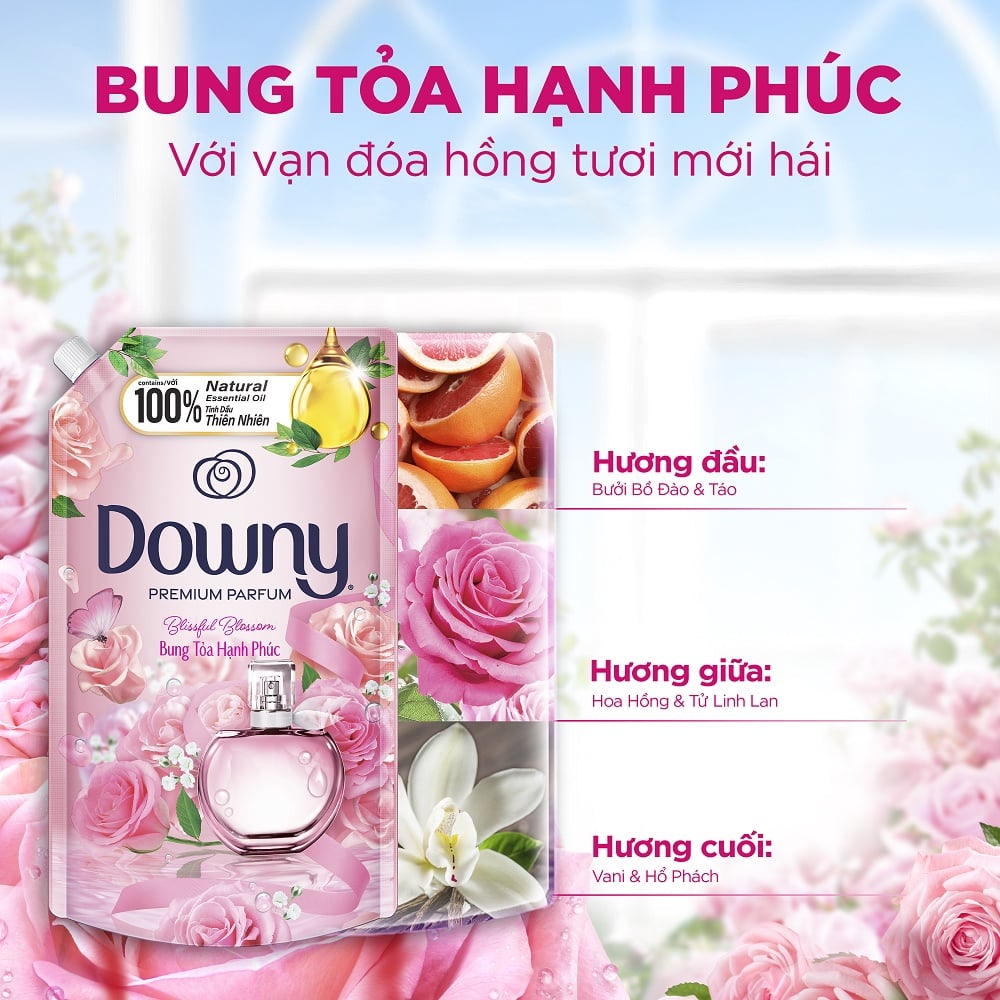 Nước xả vải Downy bung tỏa hạnh phúc 2.3 lít
