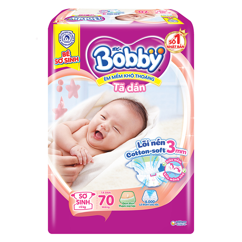 Bỉm tã dán sơ sinh NB<5kg 70 miếng