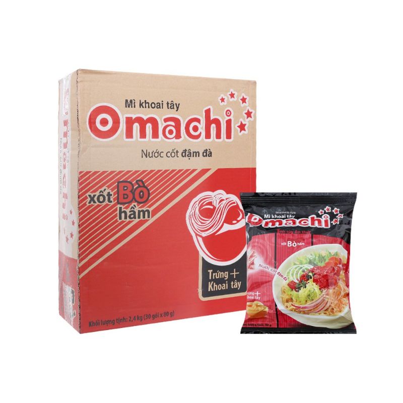  Mì tôm Omachi thịt thật 80g thùng 30 gói 