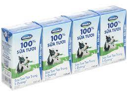 Sữa tươi tiệt trùng Vinamilk 100% Ít đường - Lốc 4 Hộp 110ml