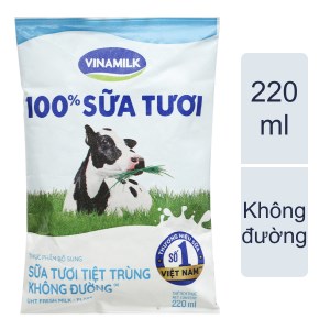 Sữa Vinamilk 220ml ko đường Bịch 220ml