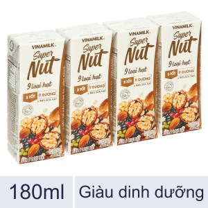  Lốc 4 hộp sữa 9 loại hạt Vinamilk Super Nut 180ml 