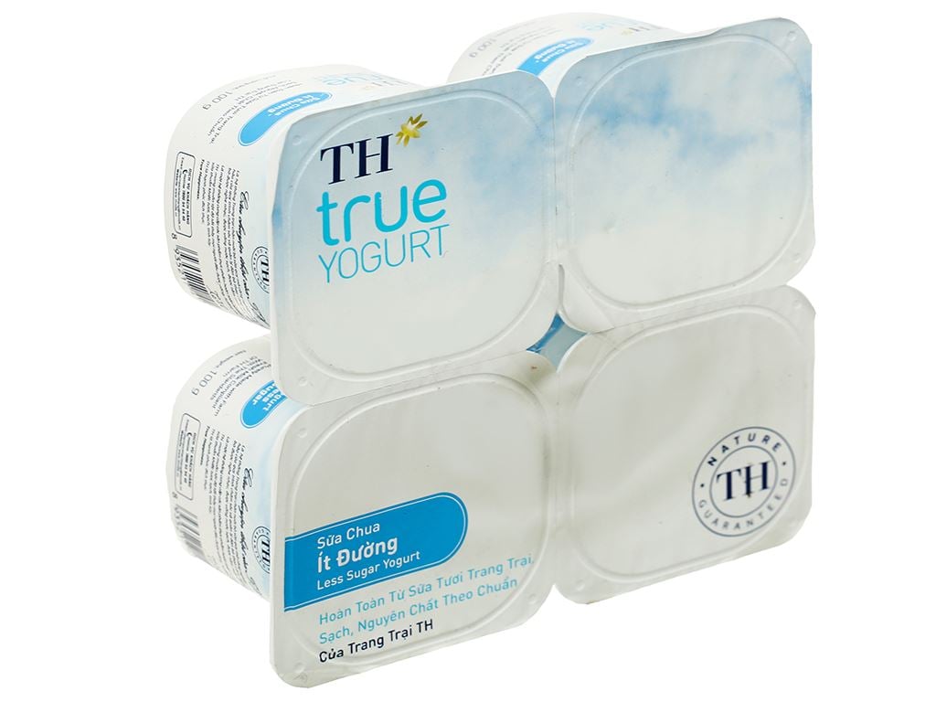 Lốc 4 hộp sữa chua ít đường TH True Yogurt 100g