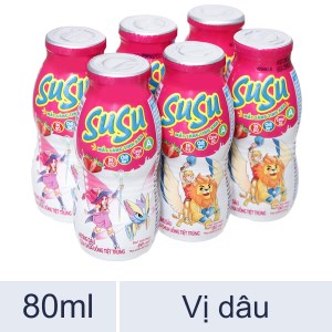  Lốc 6 chai sữa chua uống dâu SuSu 80ml 