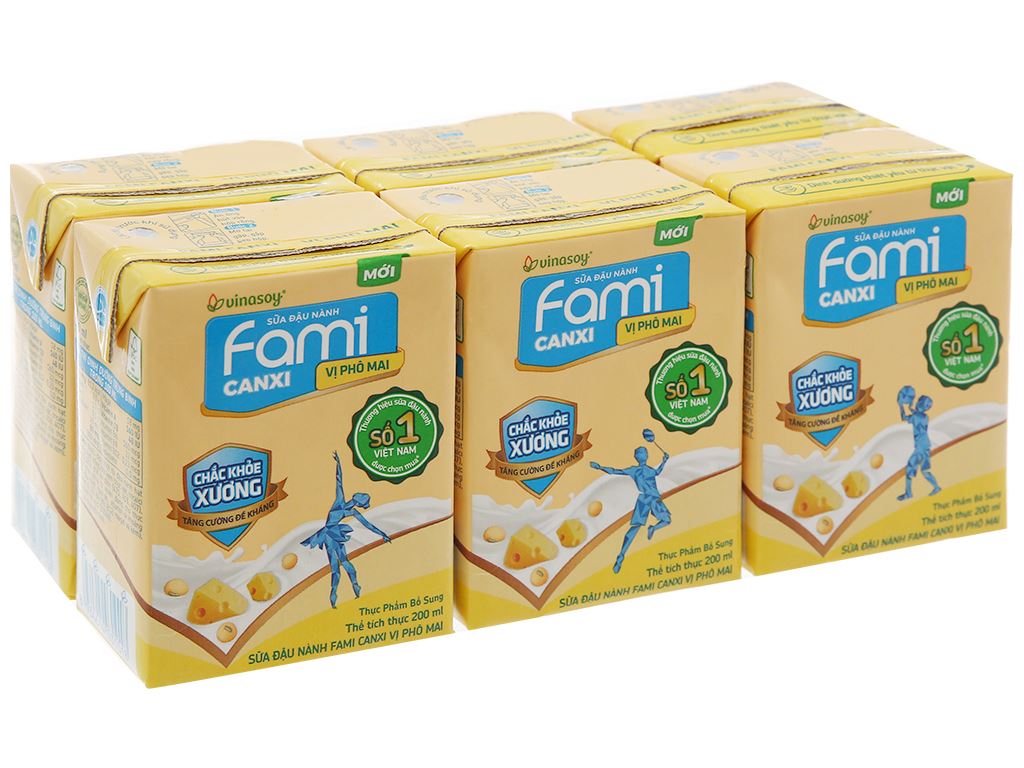 Lốc 6 hộp sữa đậu nành vị phô mai Fami Canxi 200ml